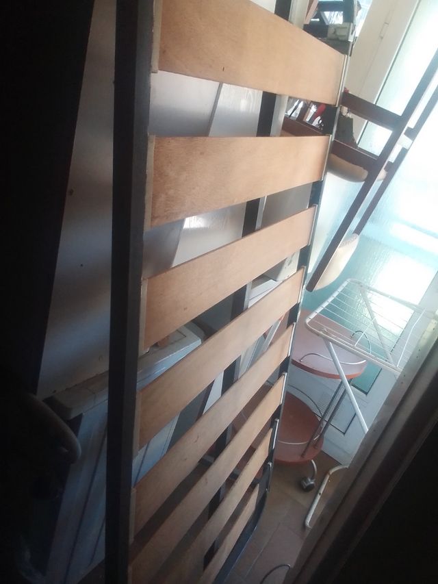 Somier individual metálico madera y regalo colchón