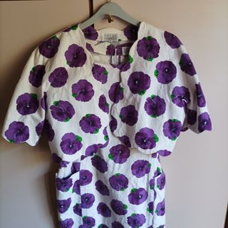 Abito vintage SOUAD viola bianco tg 46