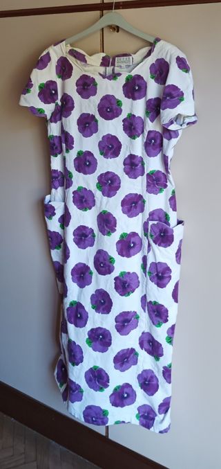 Abito vintage SOUAD viola bianco tg 46