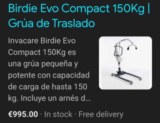 Grúa paciente Birdie Evo Compact 150kg
