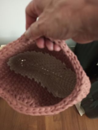 Borsa uncinetto rosa antico e beige