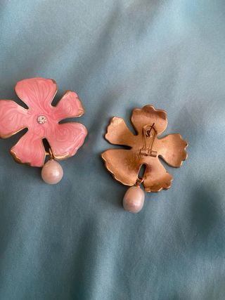 Pendientes flor rosa perla