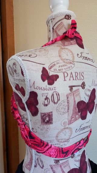 Sujetador danza oriental rojo y negro,