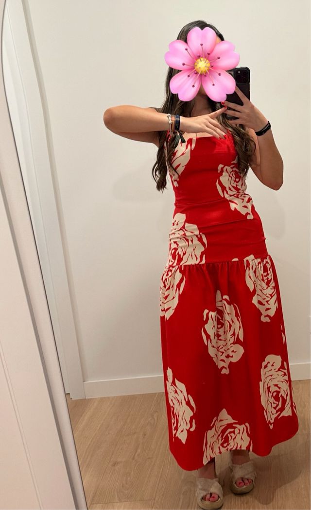 Vestido Mioh - Rojo con Flores Nectar Roses