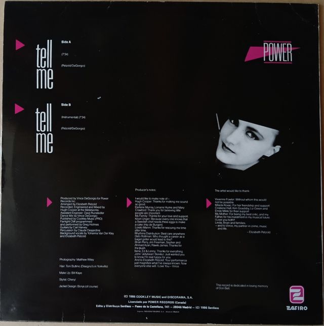 Vanelle - Tell Me. Maxi-single (1986)