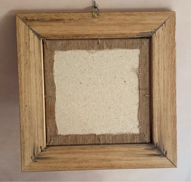 Quadro decorativo rustico in legno e juta 