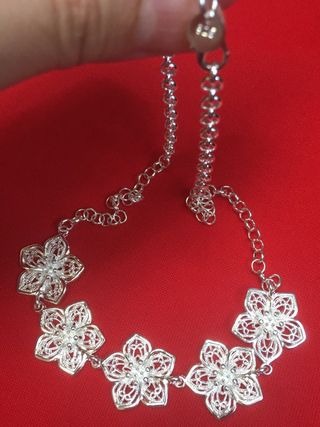 Collar plata 925 flores