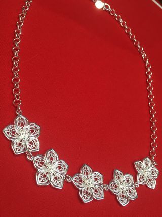Collar plata 925 flores