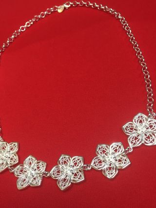 Collar plata 925 flores