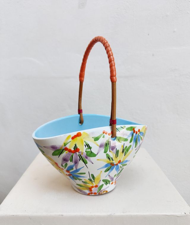 SIC Italy Vintage 60's Ceramic Basket Centerpiece