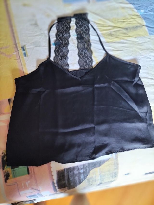 Pigiama seta nero pizzo