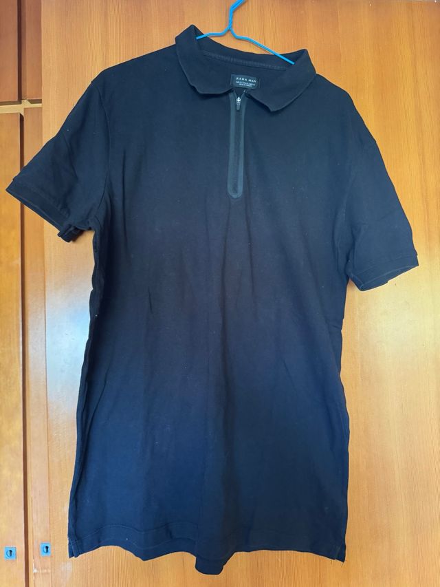 Polo Zara negro c/cremallera XL