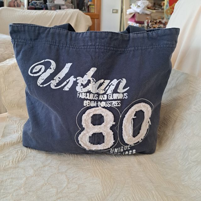 Borsa righe blu rosa