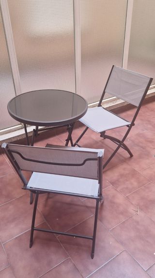 4 Sillas plegables terraza - Gris y marrón
