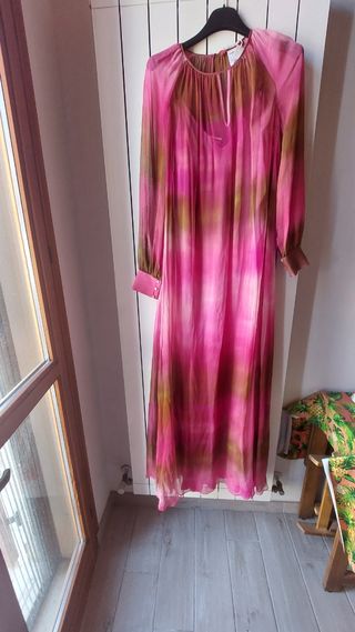 Abito lungo seta multicolore