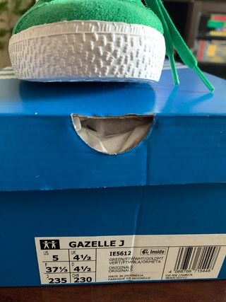 Zapatillas Adidas Gazelle J - Verde - 37 1/3 Nuevo