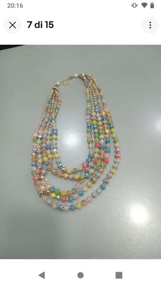 A389 Collana multi-colore con pietre 5 fili estiva