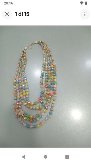 A389 Collana multi-colore con pietre 5 fili estiva