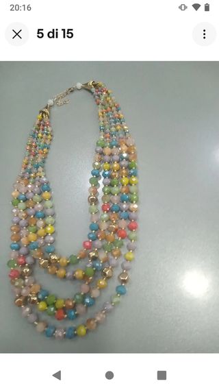 A389 Collana multi-colore con pietre 5 fili estiva