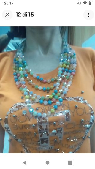 A389 Collana multi-colore con pietre 5 fili estiva