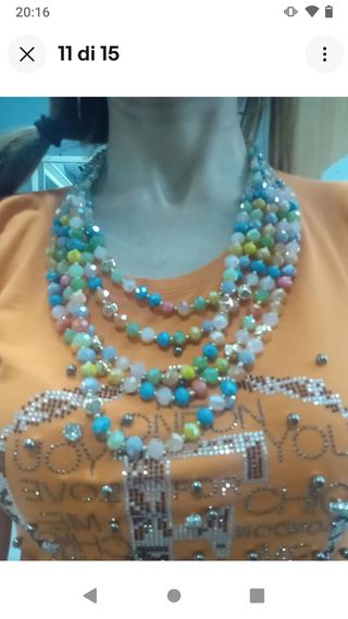 A389 Collana multi-colore con pietre 5 fili estiva
