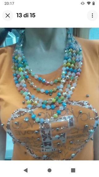 A389 Collana multi-colore con pietre 5 fili estiva