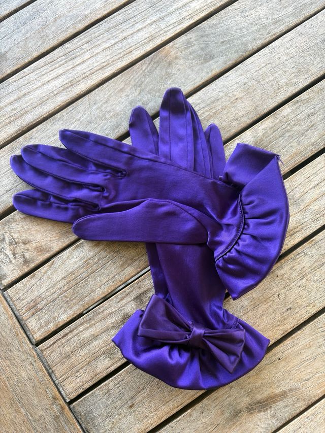 Guanti raso viola - Misura 6.5