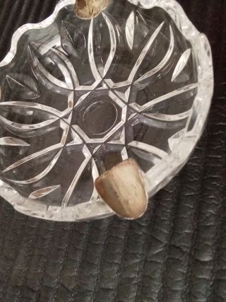 Cenicero cristal tallado plata