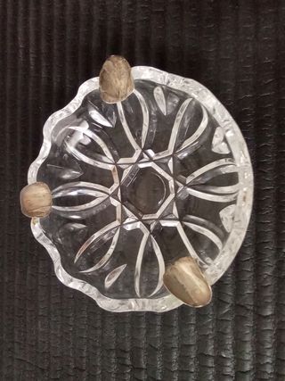 Cenicero cristal tallado plata