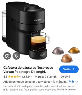Cafetera Nespresso Vertuo Pop Negra DeLonghi