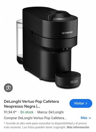 Cafetera Nespresso Vertuo Pop Negra DeLonghi