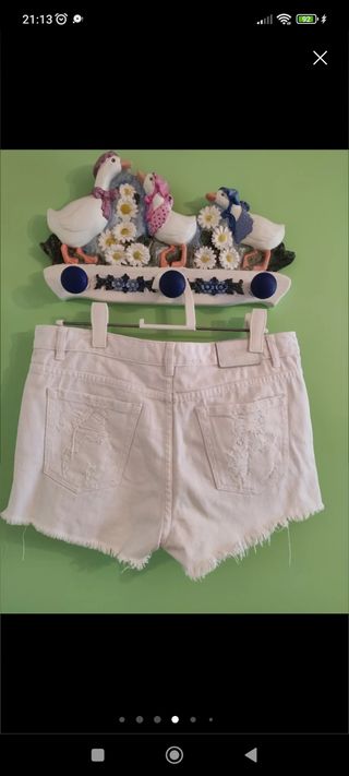 Shorts Zara blancos rotos - M