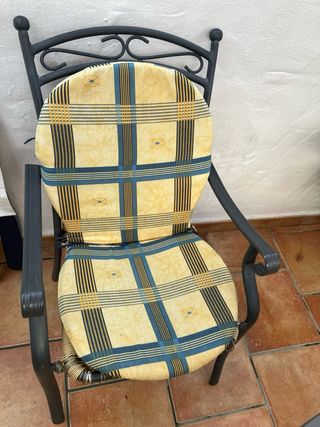 2 Sillones aluminio-forja, beige/azul, 20€ los dos