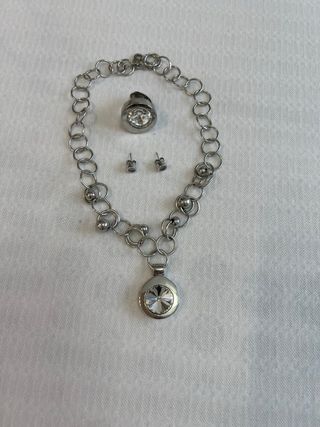 Conjunto Joyas Plata: Collar, Pendientes, Anillo