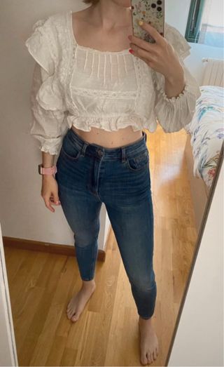 Blusa Bershka blanca - Talla S