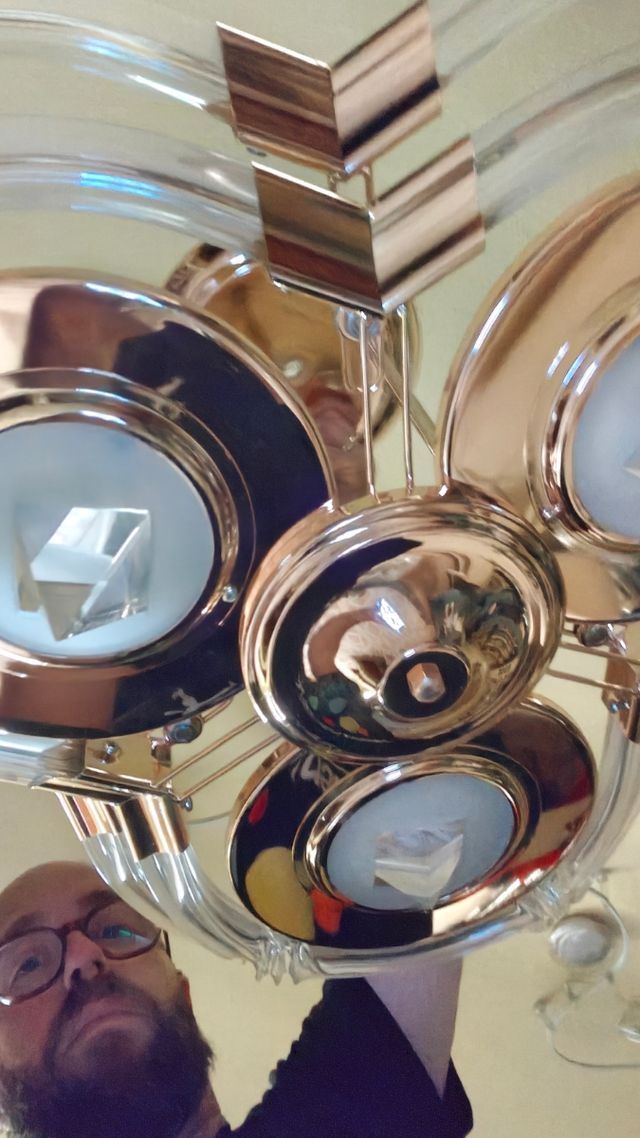 2 lámparas vintage doradas