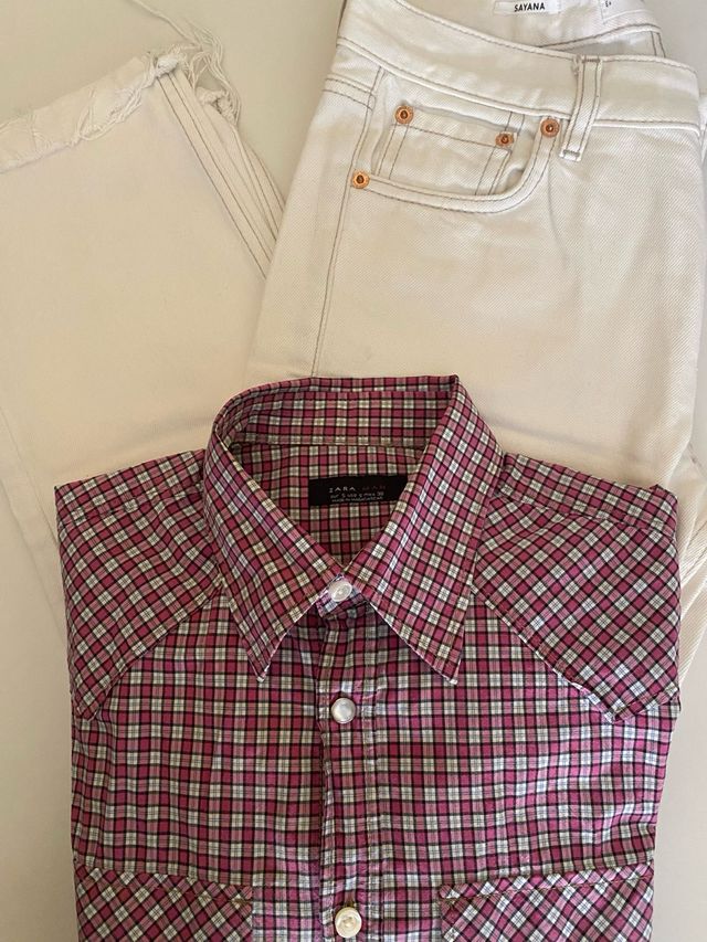 Camisa Zara cuadros rosa