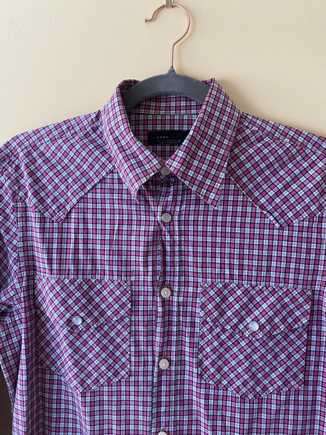 Camisa Zara cuadros rosa