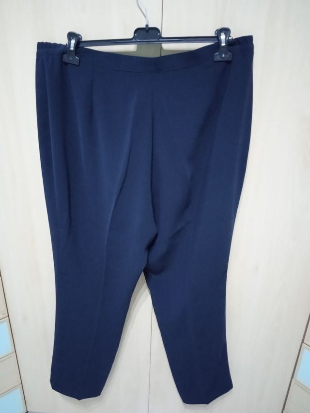 Pantaloni blu donna taglia forte con elastico
