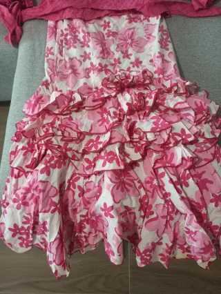 Falda flamenca rosa y blanca - Talla 40