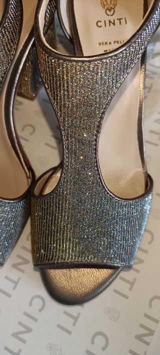 Sandali Cinti Pelle Marrone/Oro