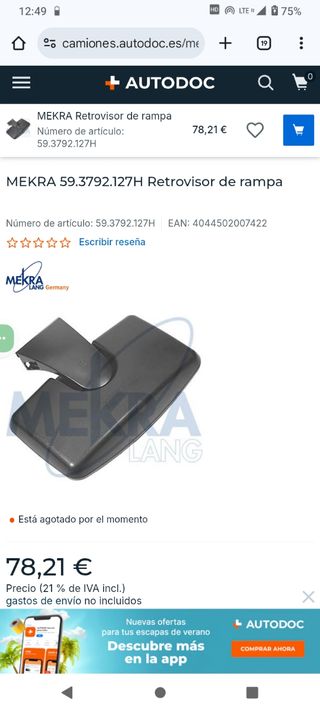 MEKRA Retrovisor de rampa 59.3792.127H