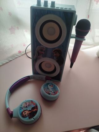 Altavoz Frozen con micrófono y bluetooth + Cascos 