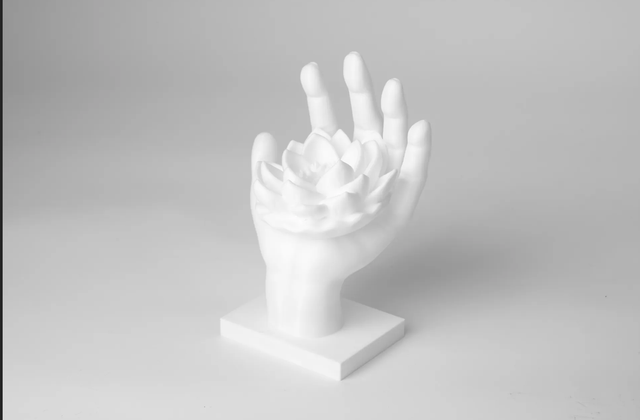 Mano con fiore 3D resina scultura decorativa casa 
