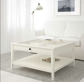 Tavolino Salotto Bianco Vetro/ Legno