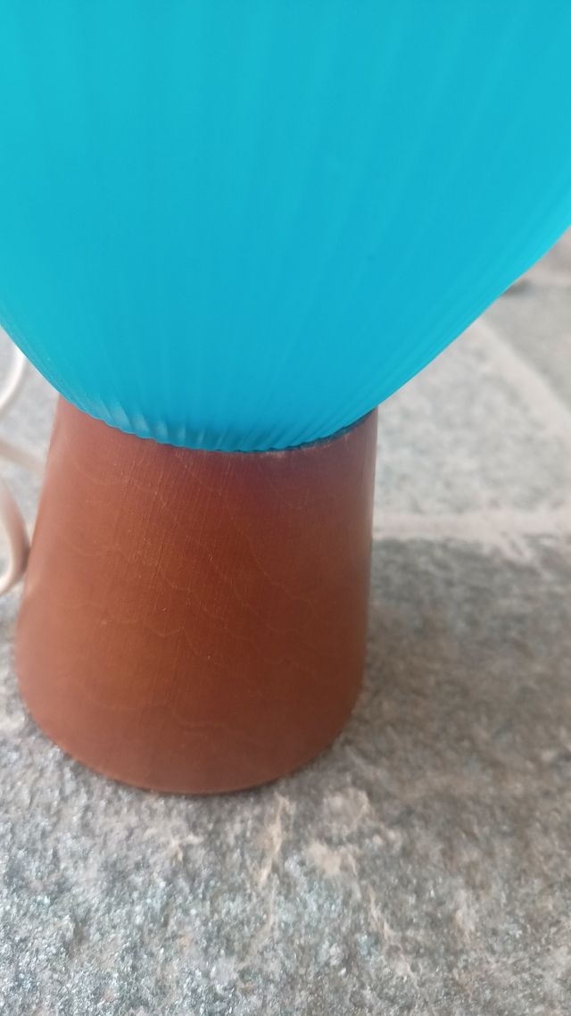 Lampada abat-jour blu vetro legno