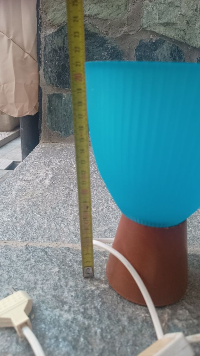 Lampada abat-jour blu vetro legno