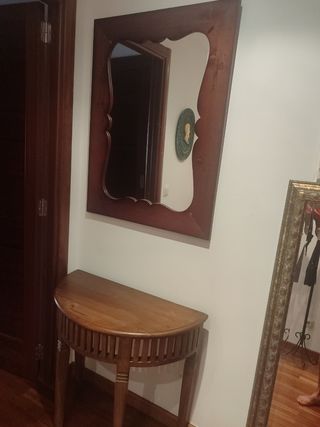 Mueble y espejo recibidor madera