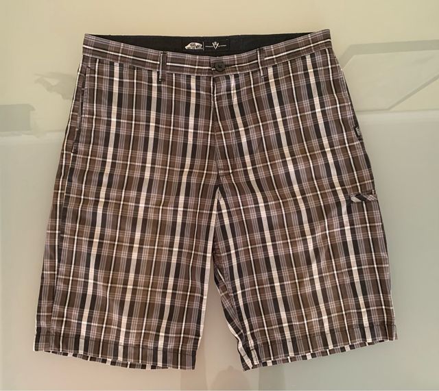 Shorts, pantalon VANS cuadros marrón blanco T-36