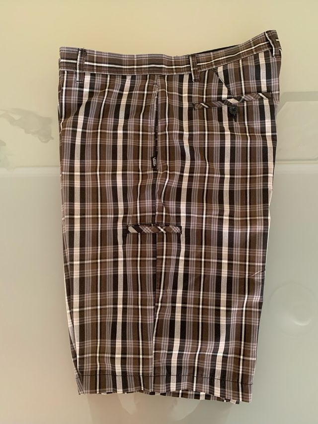 Shorts, pantalon VANS cuadros marrón blanco T-36